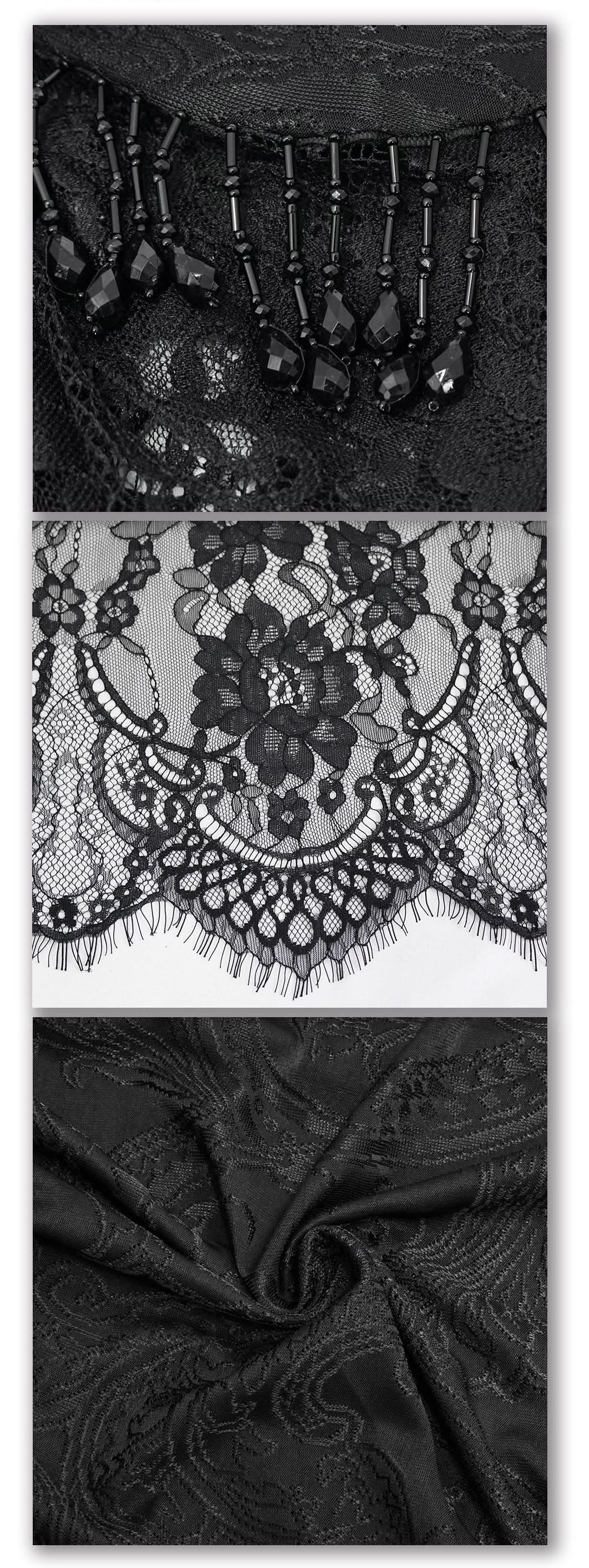 Ept006 Lace Beaded Pleated Gothic Leggings