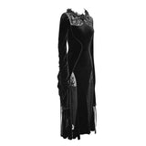 Flocking Pattern Trumpet Sleeve Sexy Ladies Gothic Party Fitted Velvet Dress