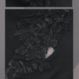 Eva Lady Asymmetrical Hem Lace Sleeves Stretchy Cotton Sexy T Shirt