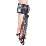 Devil Fashion Ghost Claw Metal Skull Leather Women Glove With Chains