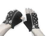 Spiked Men Punk Rock Zipper Up Half Finger Leather Gloves