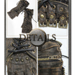 Unisex Style Brown Steampunk Medium Length Fitted Gloves With Loops