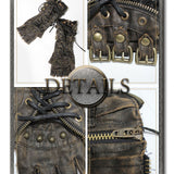 Unisex Style Brown Steampunk Medium Length Fitted Gloves With Loops