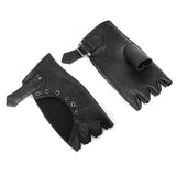 Punk Metallic Fitted Short Mesh Half Finger Gloves For Women