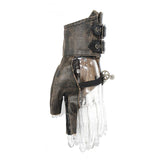 Brown Steampunk Metallic Gear Women Leather Gloves With Chains