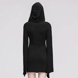 Daily Life Classic Style Flared Sleeve Women Hooded Knit Dress