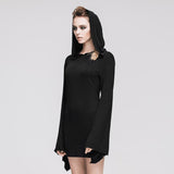 Daily Life Classic Style Flared Sleeve Women Hooded Knit Dress