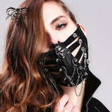 Black Metallic Skull Hollow Out Punk Mask For Women And Men