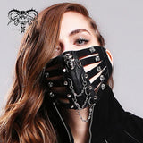 Black Metallic Skull Hollow Out Punk Mask For Women And Men