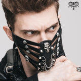 Black Metallic Skull Hollow Out Punk Mask For Women And Men