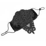 Gothic Black Beaded Velvet Sexy Women Lace Mask