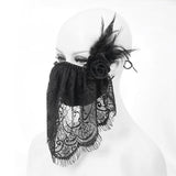 Mysterious Sexy Ladies Floral Gothic Cotton Mask With Eyelash Lace Veil