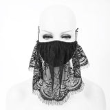 Mysterious Sexy Ladies Floral Gothic Cotton Mask With Eyelash Lace Veil