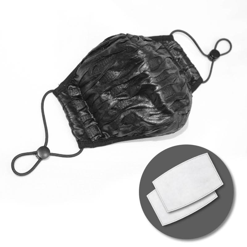 Breathable Cyber Punk Shine Pleated Men Leather Face Masks