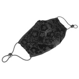 Gothic Floral Patterned Unisex Velvet Embossed Black Masks