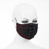 Chinese Frog Textured Burgundy Gothic Chiffon Men Mask