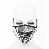 Gothic Girls White Stretchy Knitted Lace Up Mesh Masks