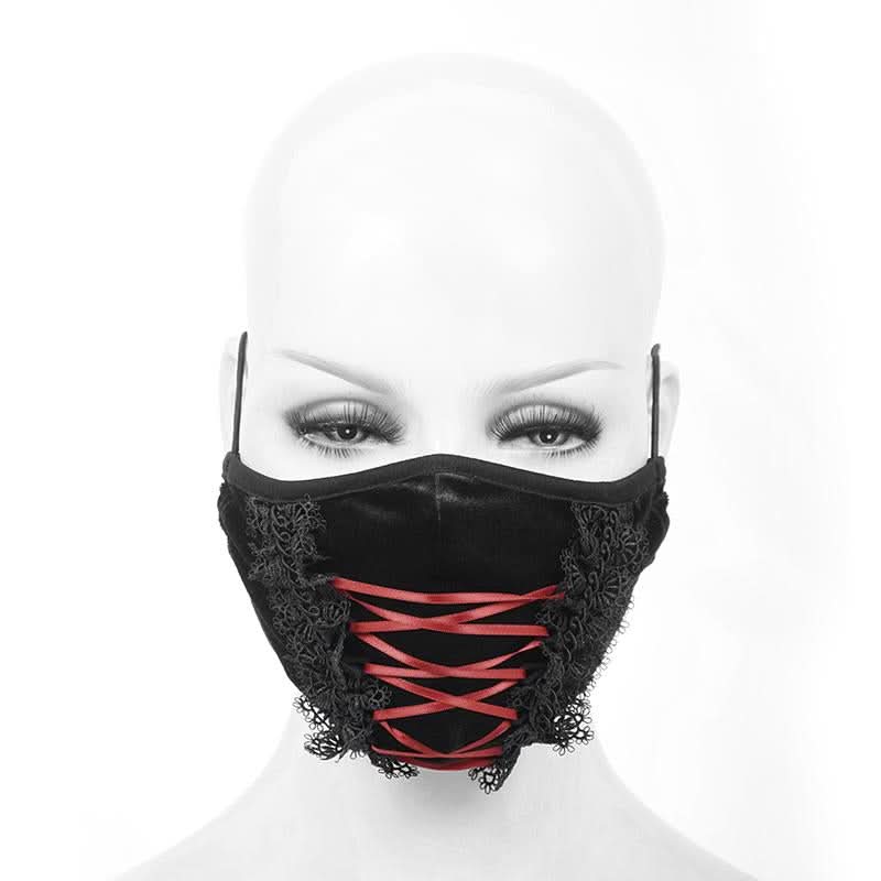 Diablo Loli Gothic Dense Velvet Bandage Lace Mask