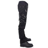 Devil Fashion Punk Rock Zipper Black Men Trousers With Chains