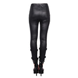 Punk Women Daily Life Hollow Out Leather Loops Lace Up Leggings