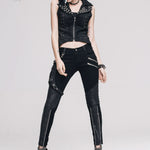 Daily Life Punk Women Black Trousers With Leg Bag 1