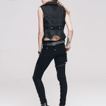 Daily Life Punk Women Black Trousers With Leg Bag 1