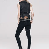 Daily Life Punk Women Black Trousers With Leg Bag 1