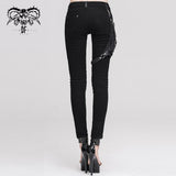 Daily Life Punk Women Black Trousers With Leg Bag 1