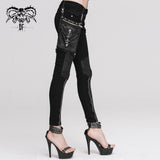 Daily Life Punk Women Black Trousers With Leg Bag 1