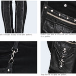 Daily Life Punk Women Black Trousers With Leg Bag 1
