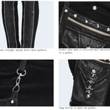Daily Life Punk Women Black Trousers With Leg Bag 1
