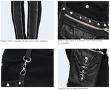 Daily Life Punk Women Black Trousers With Leg Bag 1