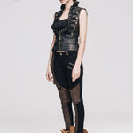 Everyday Wearing Steampunk Women Color Matching Coffee Pants With Leg Bag