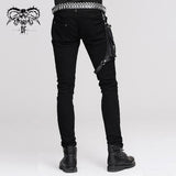 Daily Life Punk Men Fitted Black Trousers With Leg Bag