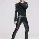 Best Seller Daily Wear Men Synthetic Leather Basic Model Punk Tight Trousers