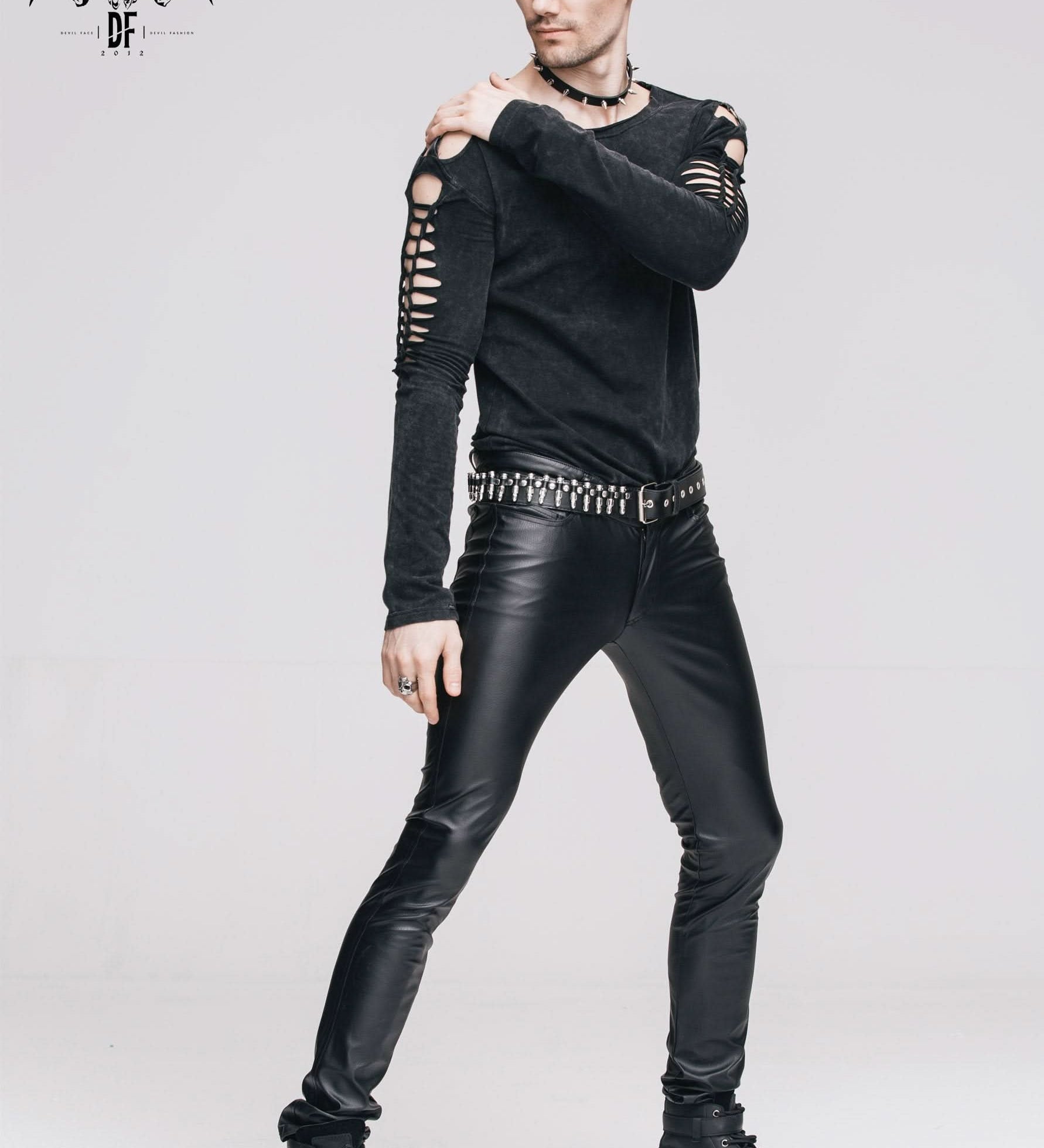 Best Seller Daily Wear Men Synthetic Leather Basic Model Punk Tight Trousers