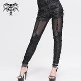 Gothic Sexy Women Skeleton Palm Ripped Knitted Leggings