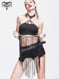 Hot Girls Summer Punk Ripped Black Shorts With Fringes Belt