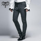 Party Wearing Gothic Jacquard Classic Style Black Men Trousers