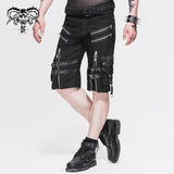 Punk Rock Adjustable Zippered Summer Men Shorts With Loops