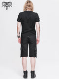 Punk Rock Adjustable Zippered Summer Men Shorts With Loops