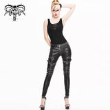 'Soul On Fire' Punk Faux Leather Pants with Buckles and Zippers