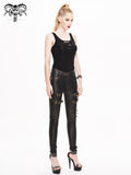 Steampunk Band Bronze Hand Rubbed Winter Women Leather Pants With Zipper