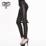 Sping False Boots High Waist Black And Silver Women Hand Rubbed Leather Trousers µ丱±¾