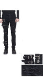 Daily Life Wear Men Metallic Punk Broken Holes Trousers With Loops