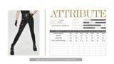 Punk Asymmetric Knitted Stretch Women Pants With Leather Loops