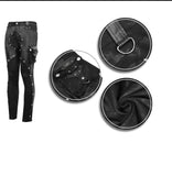 Patchwork Asymmetric Rivet Studded Punk Leather Men Trousers