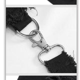 Punk Asymmetrical Spliced Broken Hole Women Worn Out Pants With Chains