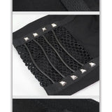Pt140 Punk Rough Rope Mesh Spliced Men Fifth Trousers
