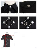 Daily Life Summer Biker Black Men Short Sleeves Punk Metallic Cotton Shirt